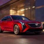 A red 2025 Cadillac CT5 on the road