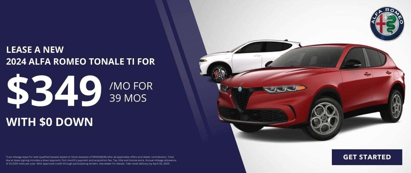 Lease a New 2025 Alfa Romeo Tonale for $349 /mo at Step One Alfa Romeo Pensacola in Pensacola, FL. Select the image to view matching inventory.