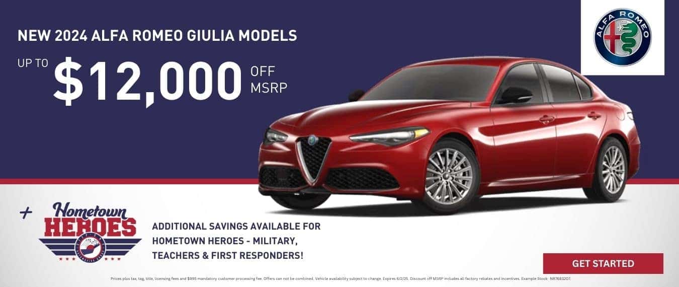 Buy a New 2024 Alfa Romeo Giulia and get up to $12,000 off at Step One Alfa Romeo Pensacola in Pensacola, FL. Select the image to view inventory.