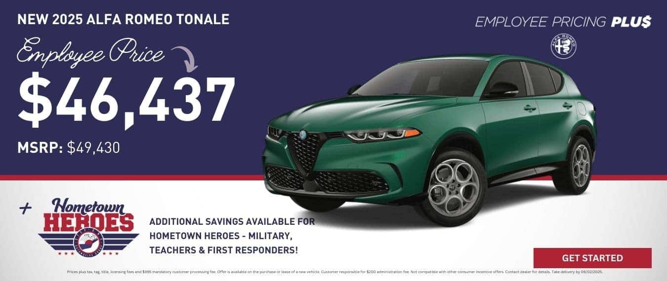 Buy a New 2025 Alfa Romeo Tonale starting at $46,437 with Employee Pricing Plus at Step One Alfa Romeo Pensacola in Pensacola, FL. Select the image to view inventory.