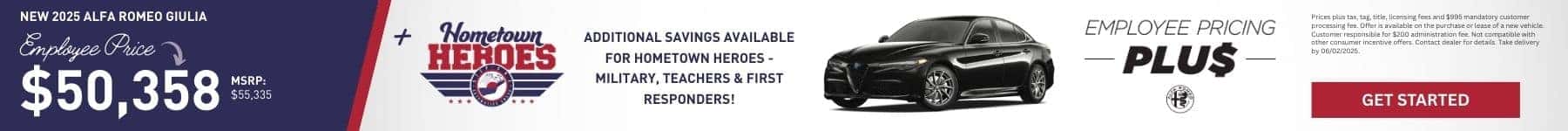 Buy a New 2025 Alfa Romeo Giulia starting at $50,358 with Employee Pricing Plus at Step One Alfa Romeo Pensacola in Pensacola, FL. Select the image to view inventory.
