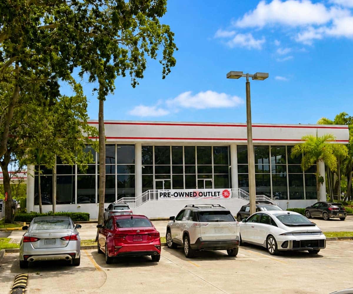 The Pre-Owned Outlet at Toyota of Coconut Creek storefront, now open at 5401 W Sample Rd in Coconut Creek FL