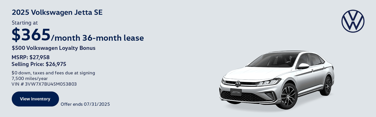 Jetta Lease - July 2025