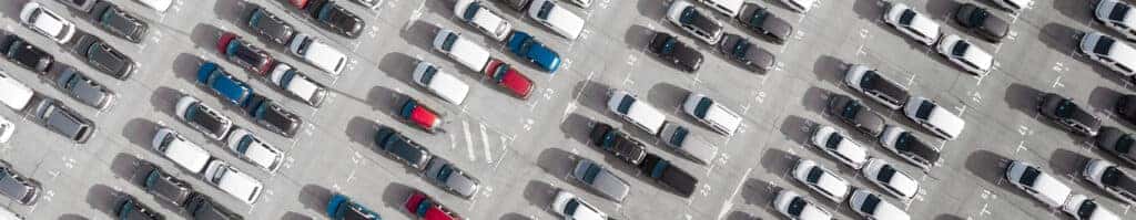 Enjoy A Test Drive At  CMA's Toyota of Martinsburg in Martinsburg, WV | Arial view of a parking lot filled with cars