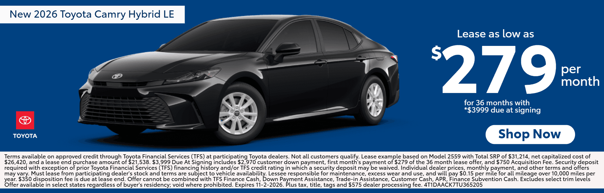 October Camry Offer