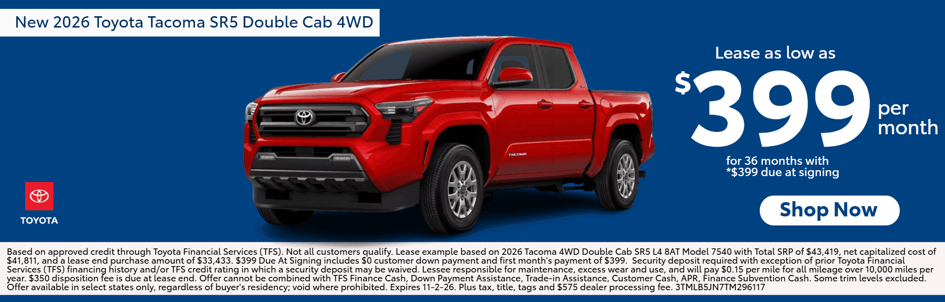 October Tacoma Offer