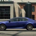 Blue 2021 Toyota Camry outside home
