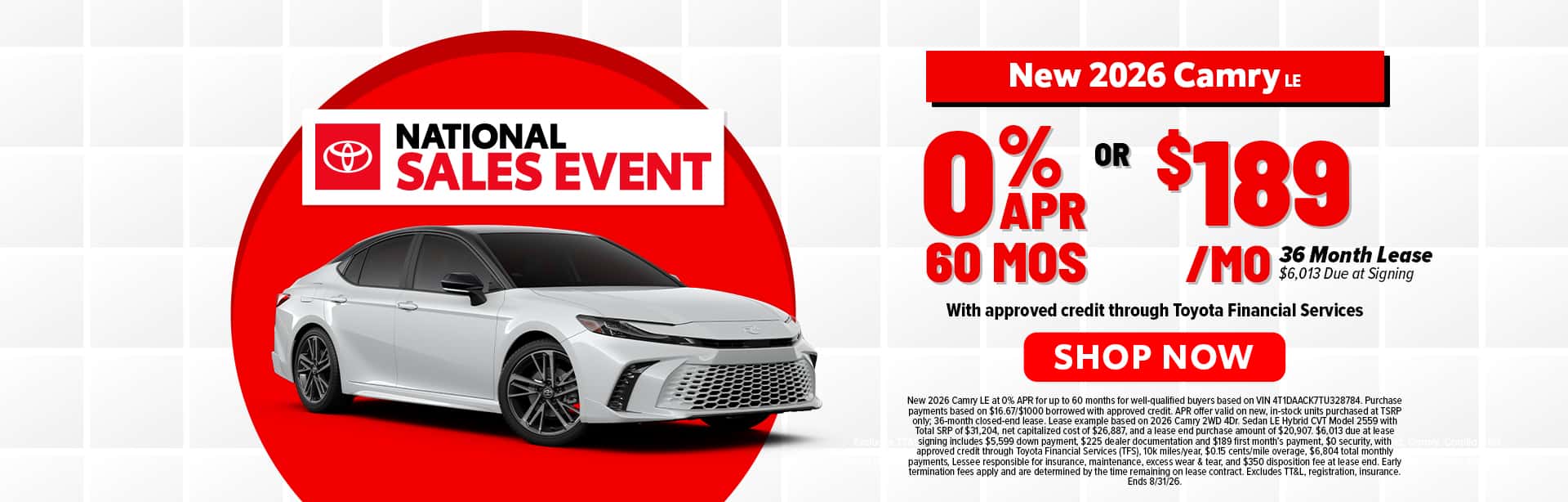 2026 Toyota Camry Offer in Temple, TX
