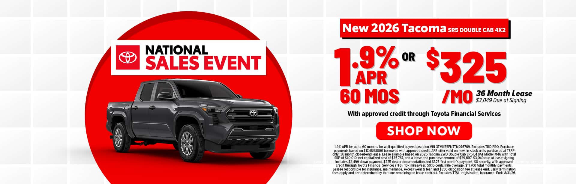 New 2026 Toyota Tacoma Offer in Temple, TX