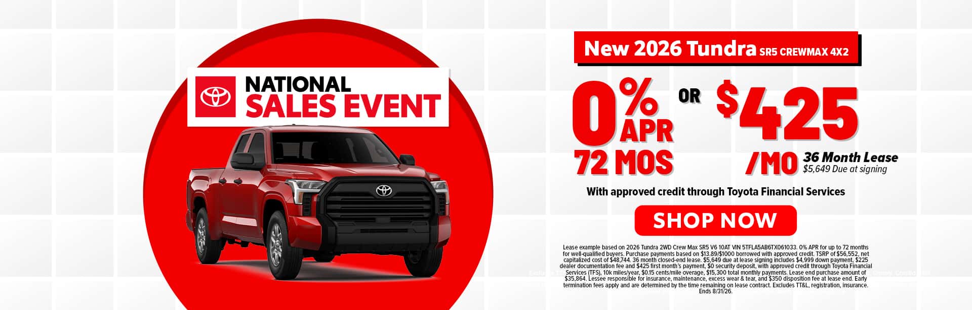 New 2026 Toyota Tundra Offer in Temple, TX