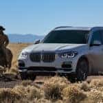 white BMW in southwest with ranchers