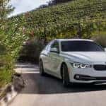 White BMW in vineyard
