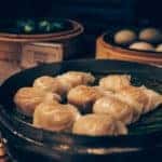 dumplings served on steamer plate