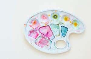 An artist pallette with water color paint