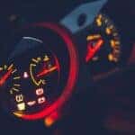 Fuel gauge on dashboard in contemporary automobile