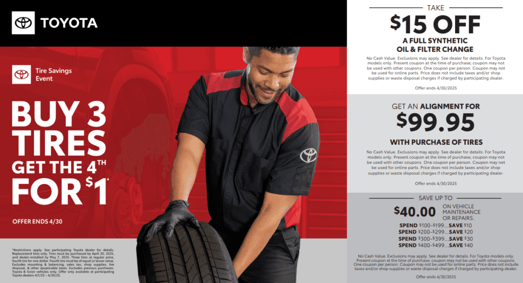 Buy 3 Tires, get the 4th for $1