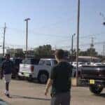 Used GMC and Chevrolet pickups on the lot at Jim Taylor Buick GMC in Monroe, Louisiana
