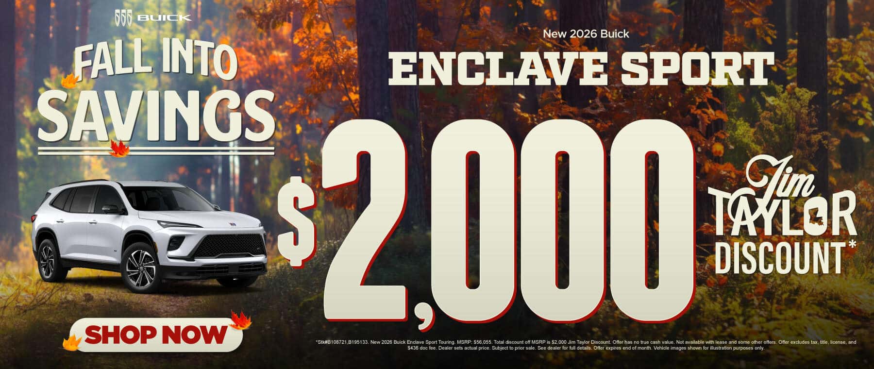 New 2026 Buick Enclave Sport $2,000 Jim Taylor Discount*