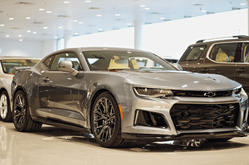 Chevrolet sedan in showroom