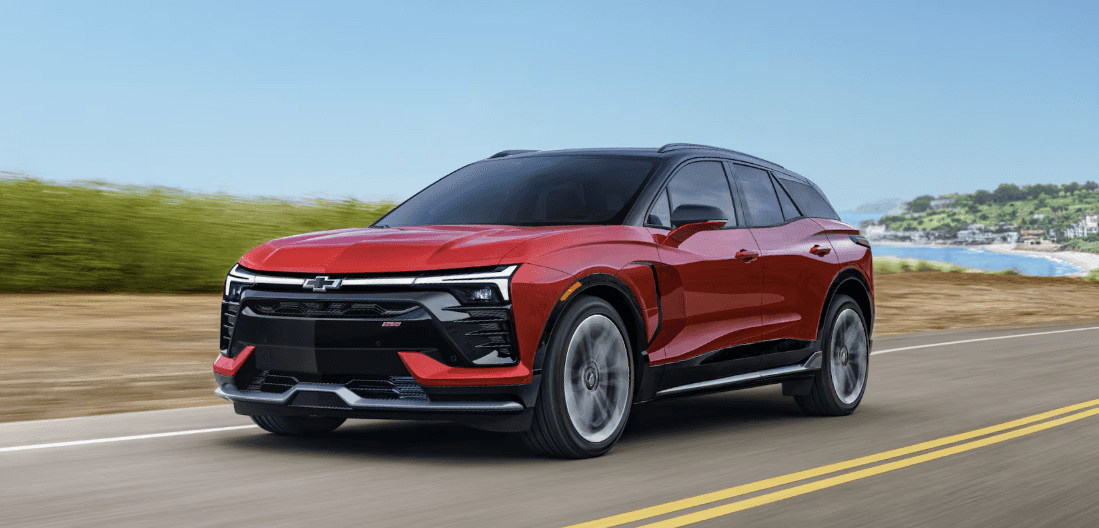 2026 Chevrolet Blazer EV driving on a coastal road