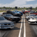 Chevrolet Performance vehicle lineup displayed on a racetrack