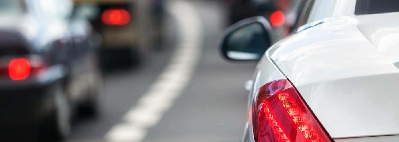 Cars stuck in traffic jam