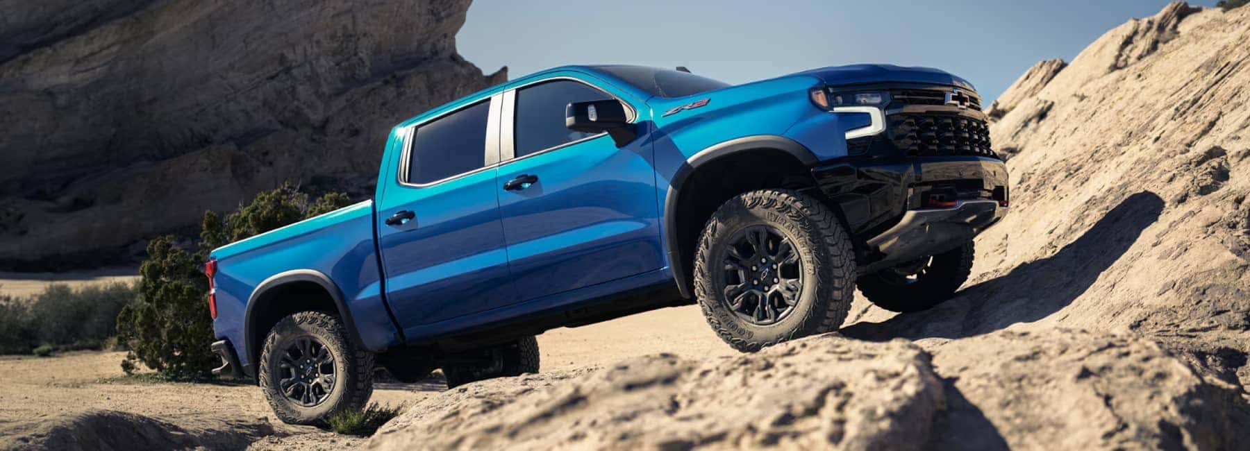 2026 Chevy Silverado parked on inclining rocks