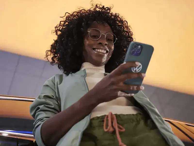 woman using the VW app