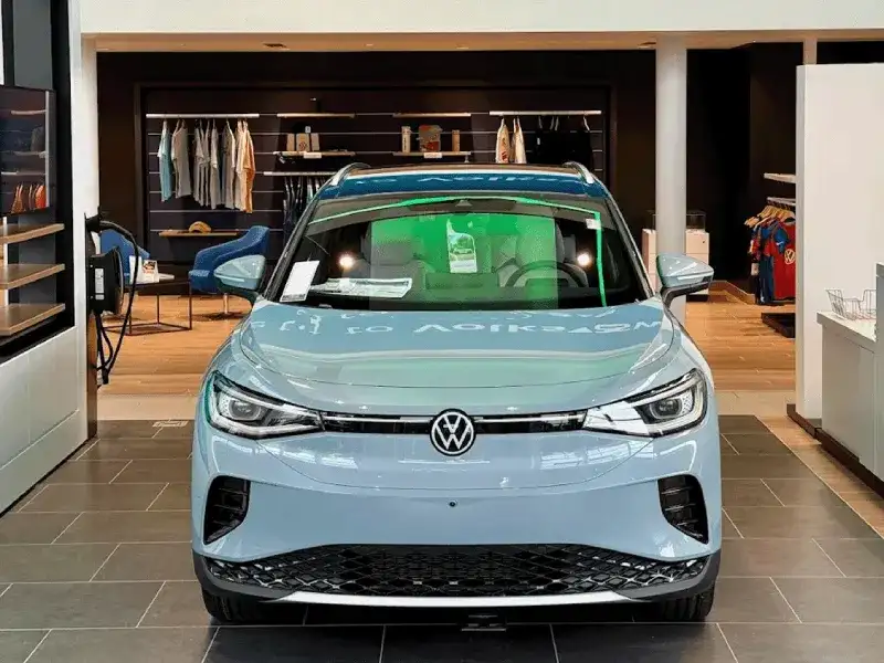 blue ID.4 in showroom