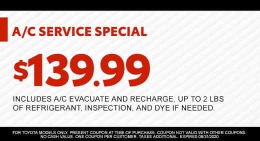 A/C SERVICE SPECIAL $139.99 at Massey Toyota!