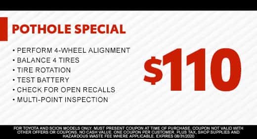 Pothole Special $110 at Massey Toyota!
