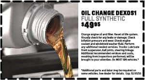 Synthetic Oil Change Coupon