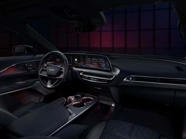 the interior center console of a Cadillac LYRIQ-V