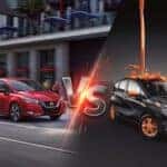 red nissan versa on street vs black and silver nissan versa note