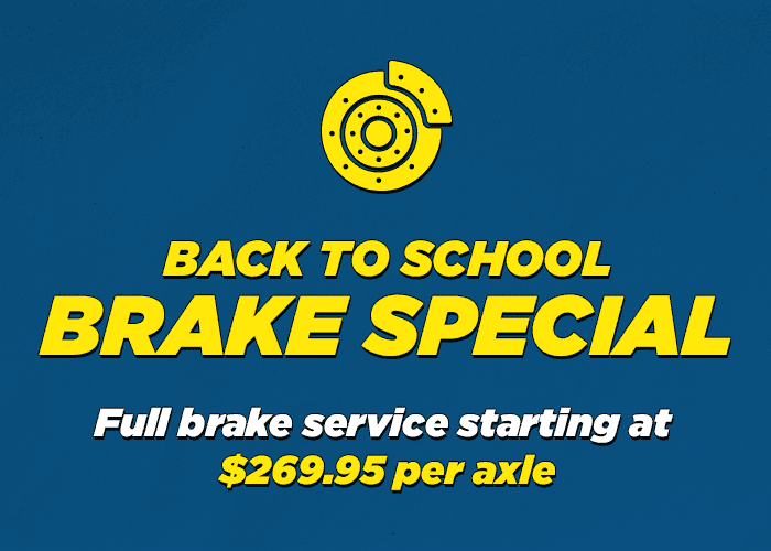 Bus stop brake special Buss with stop sign graphic Full Brake service starting at $269.95 per axle