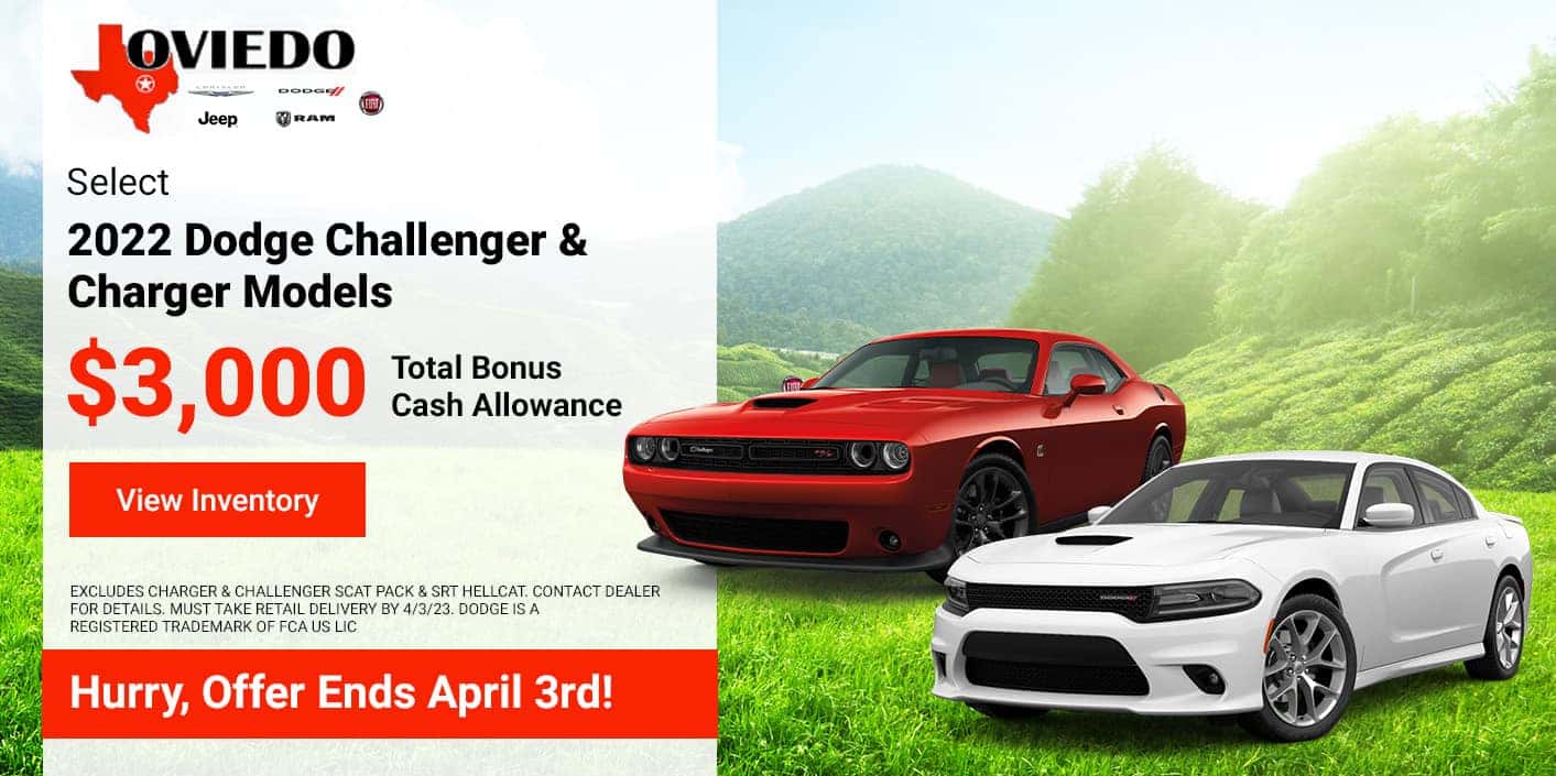 $3000 Total Bonus Cash Allowance on select Dodge Charger & Challenger Models