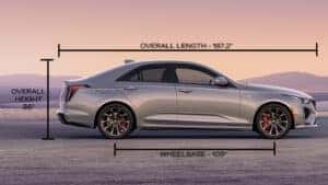 2026 Cadillac CT4 specifications highlighting performance, dimensions, and features