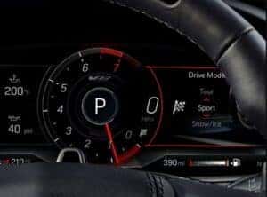 Drive mode selector of the 2025 Cadillac CT4-V, highlighting customizable performance settings for various driving conditions.