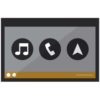 black and gold infotainment system icon