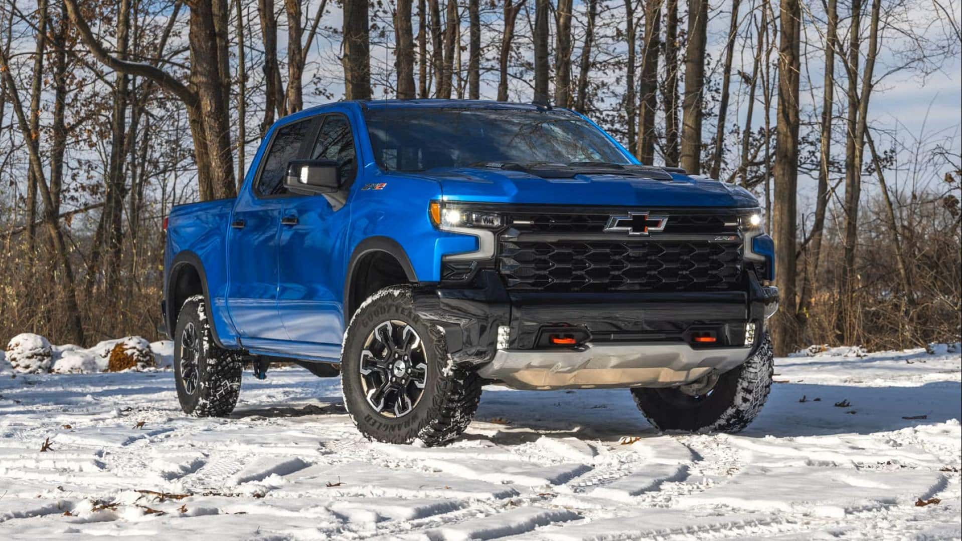 The Stunning Profile Of The Chevrolet Silverado, In Glittering Snowy Terrain
