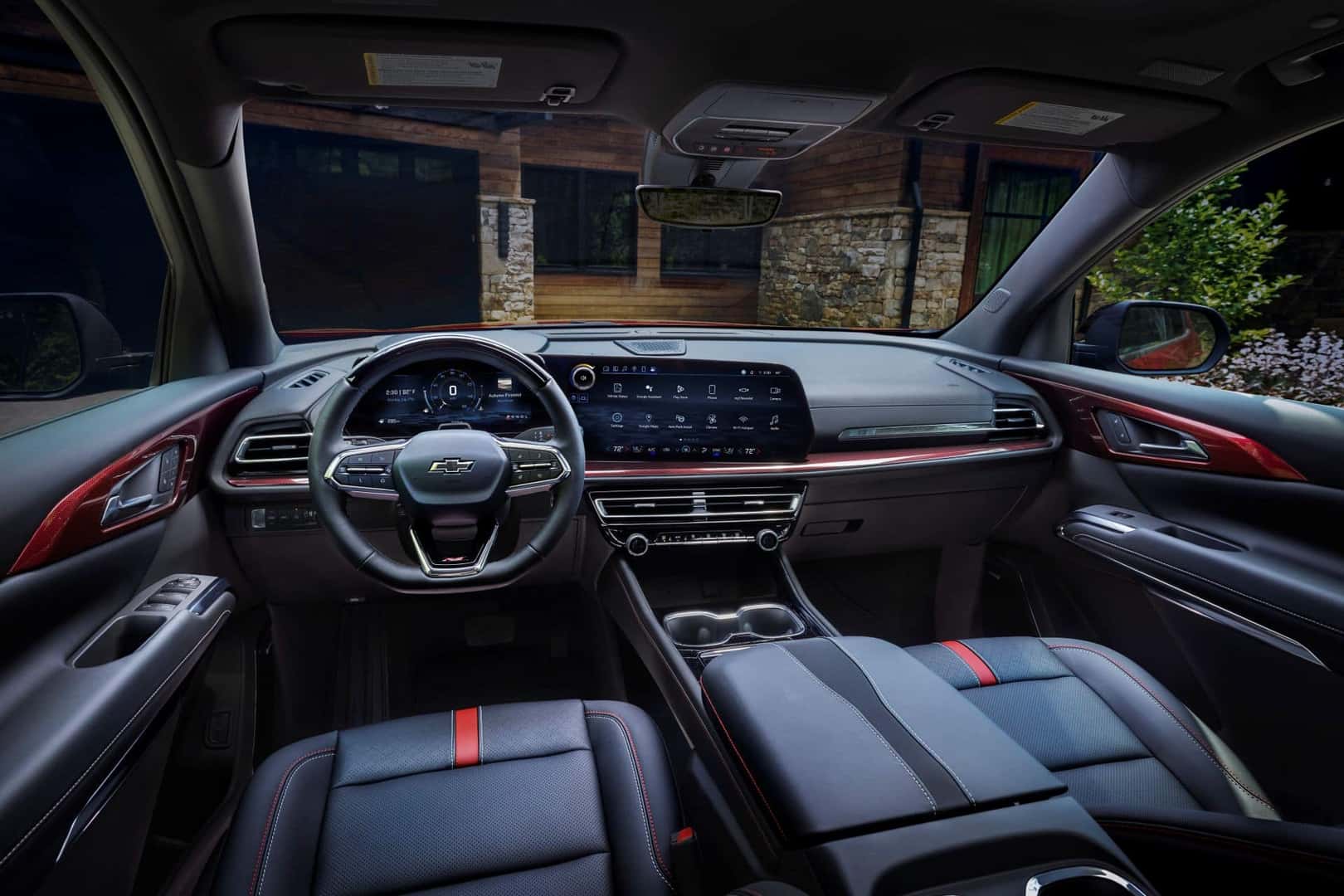 The Fancy Black Front Interior Of The Professional 2024 Chevy Traverse