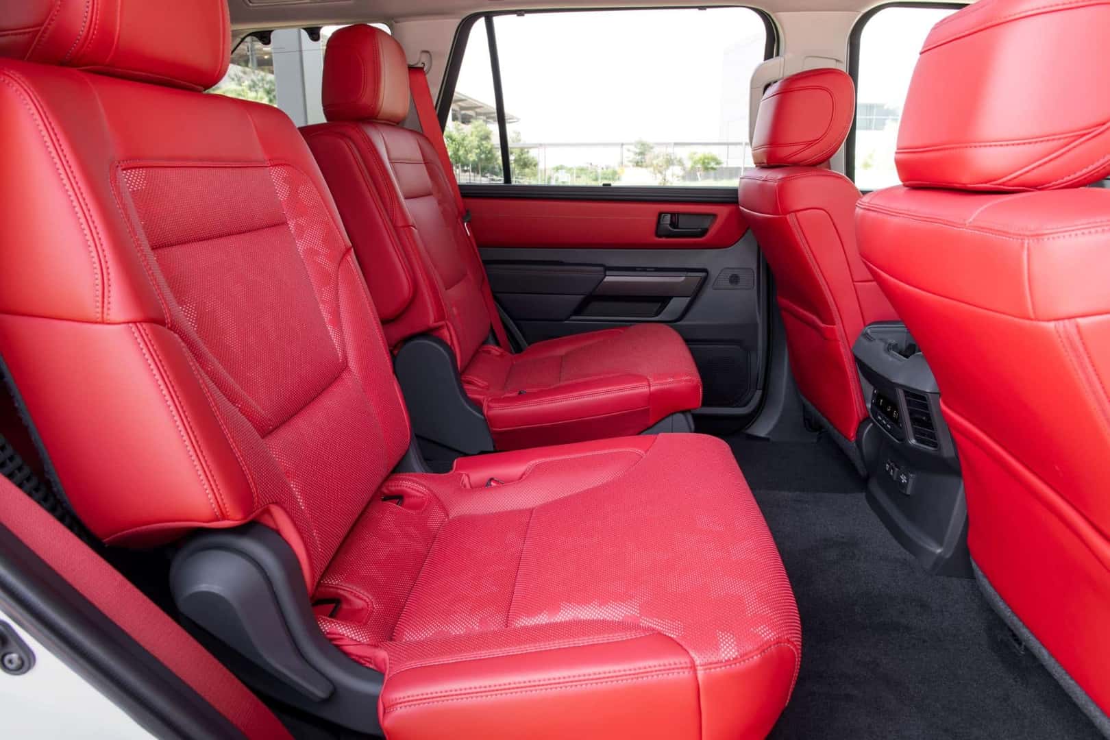 The Lipstick Red Rear Seats Of The Family Friendly 2024 Toyota Sequoia