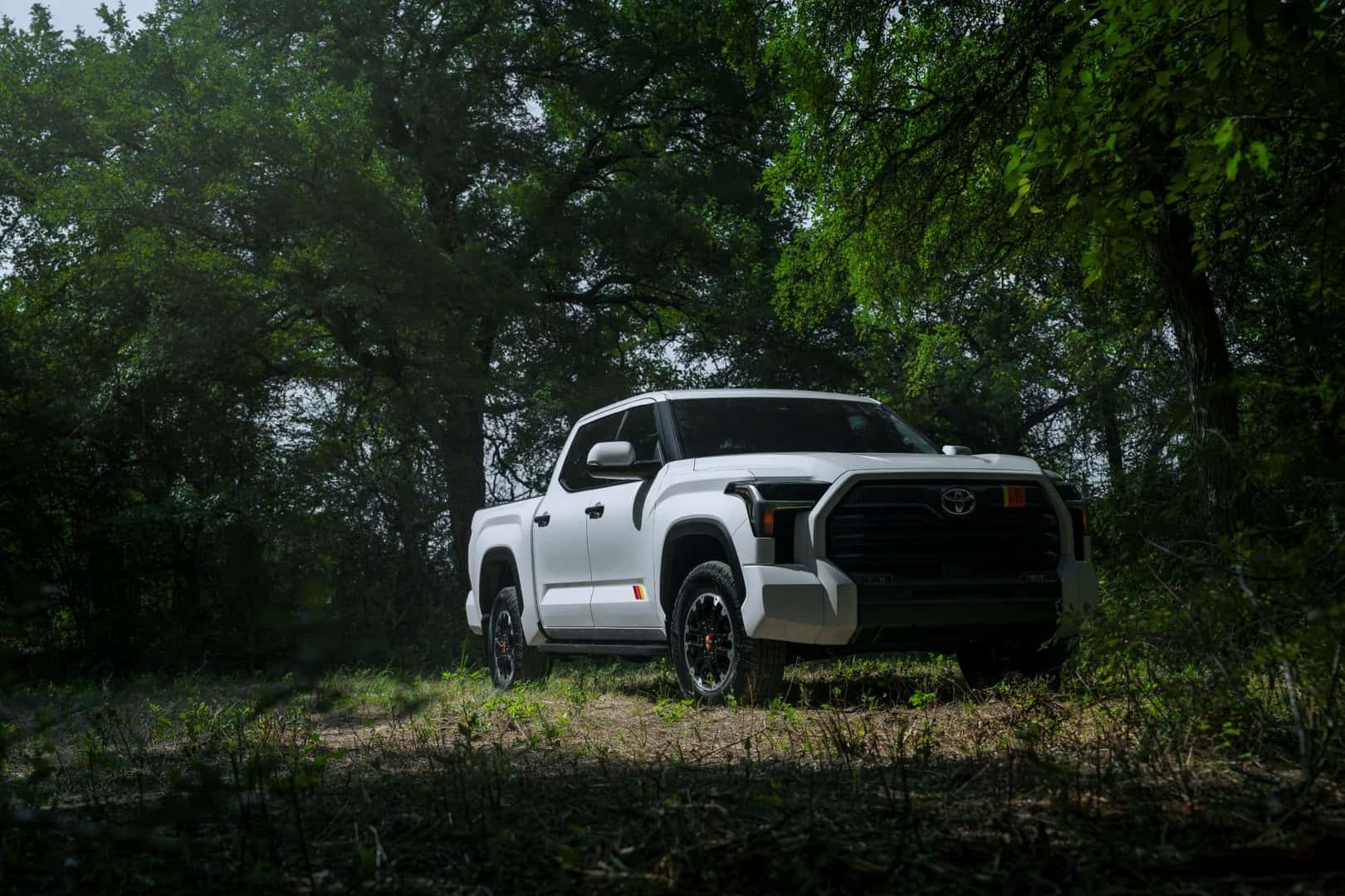 The White Exterior Of The Pure And Lovely 2025 Toyota Tundra TRD Rally Package