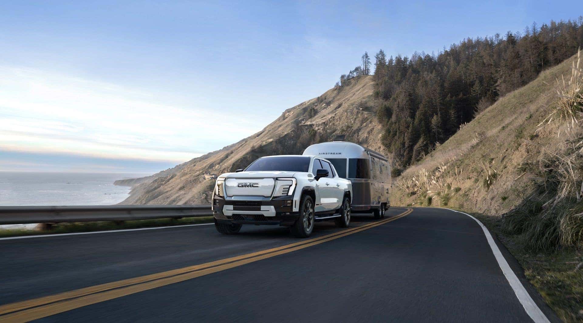 Powerful And Muscular 2025 GMC Sierra EV Denali, Towing Over 10,000 Pounds Of A Heavy Camper