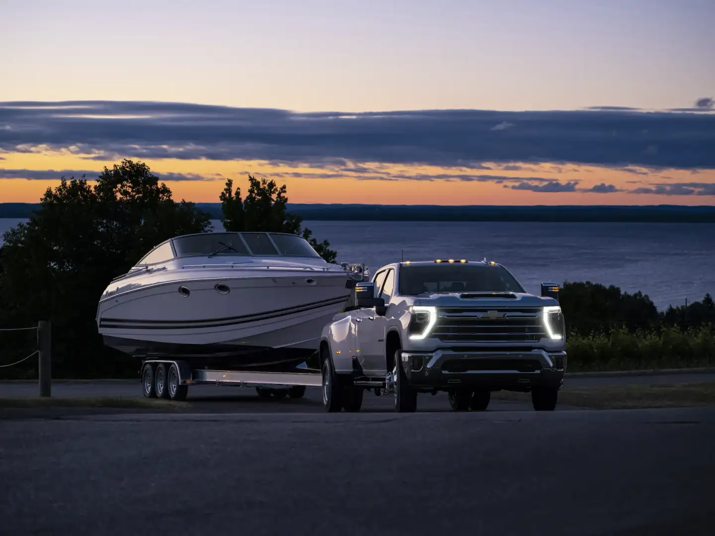 Chevrolet Silverado 3500HD LTZ towing a boat