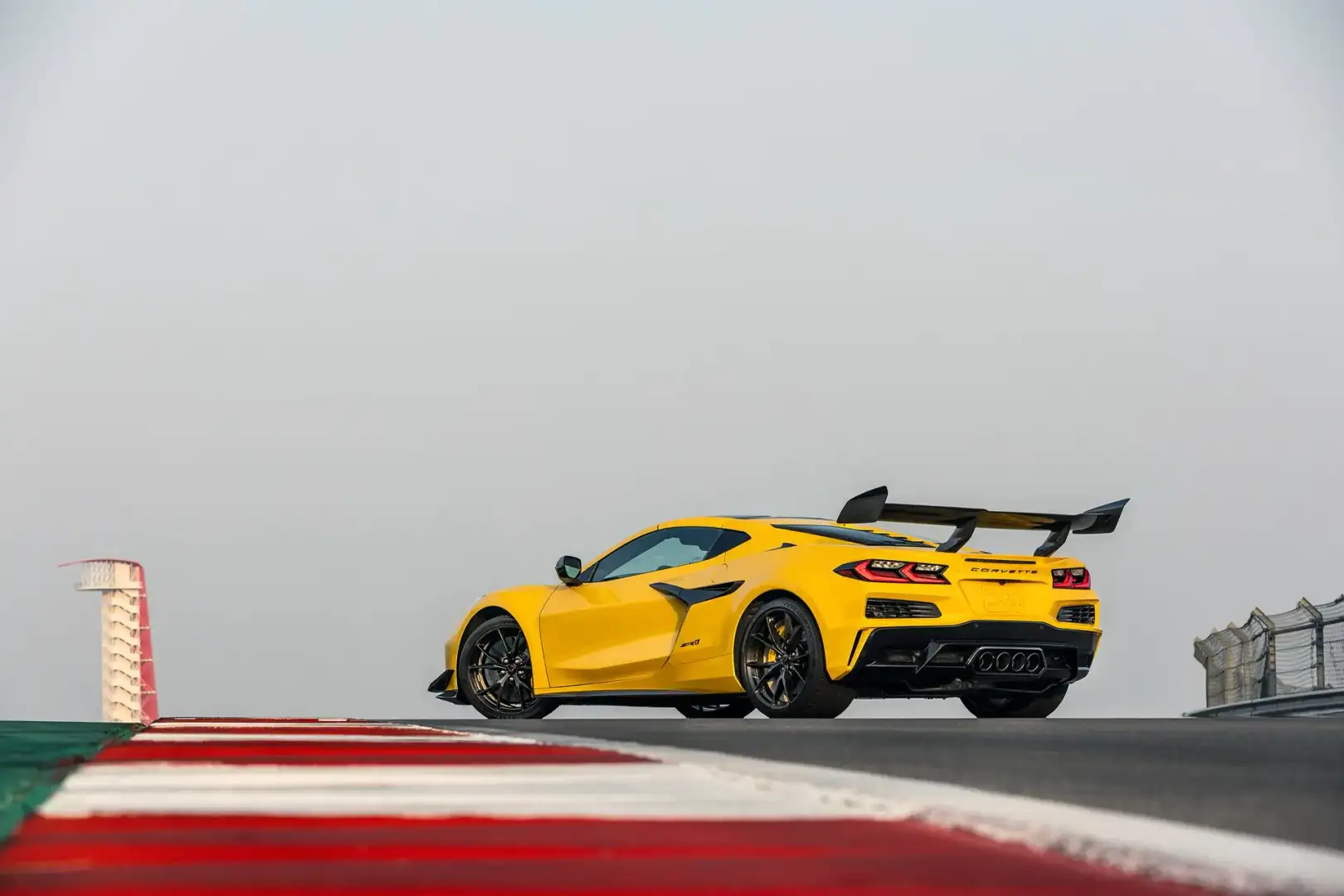 2025 yellow Chevrolet Corvette ZR1 on a race track