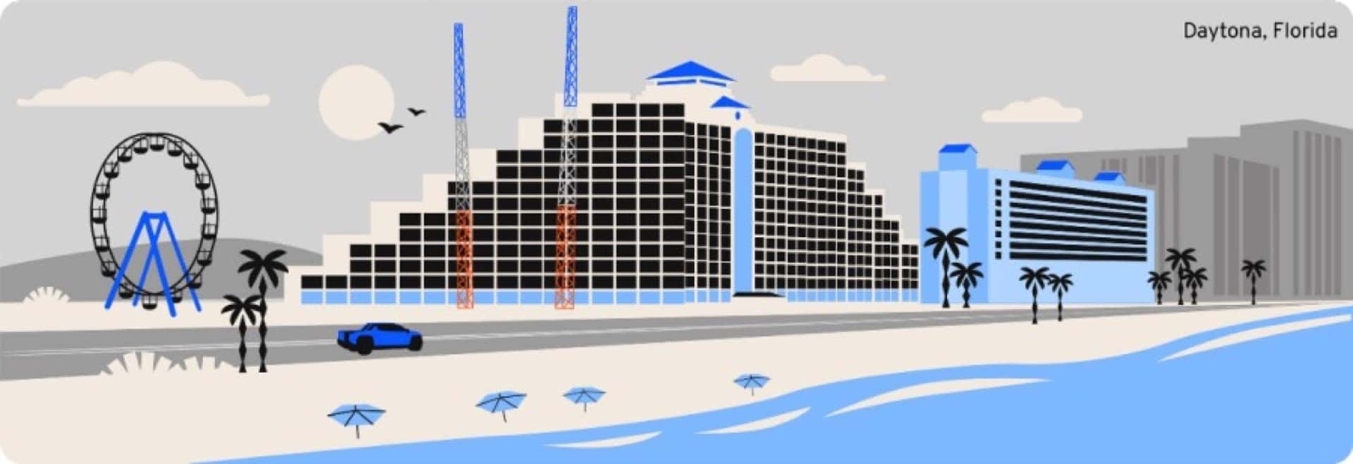 A Stylized Graphic Of Daytona, Florida's Coastside Area
