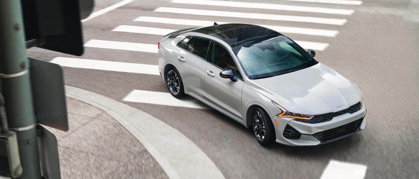 2026 Kia K5 Turning At Intersection From Above