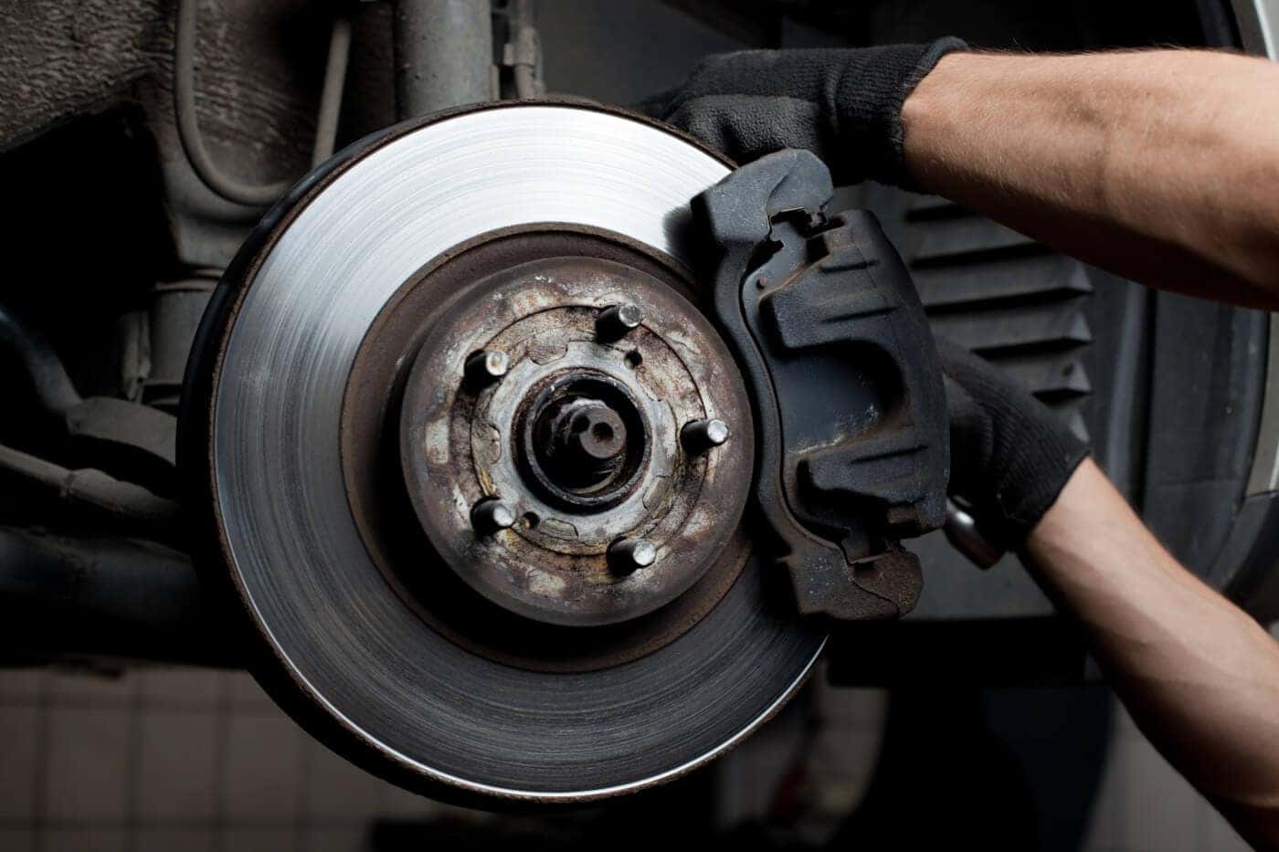 A closeup of car brakes