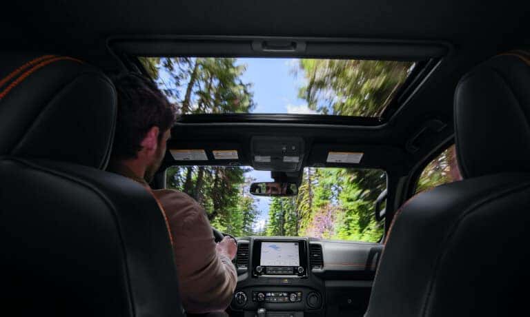 2023 Nissan Frontier Interior Windshield And Sunroof From Back Seat